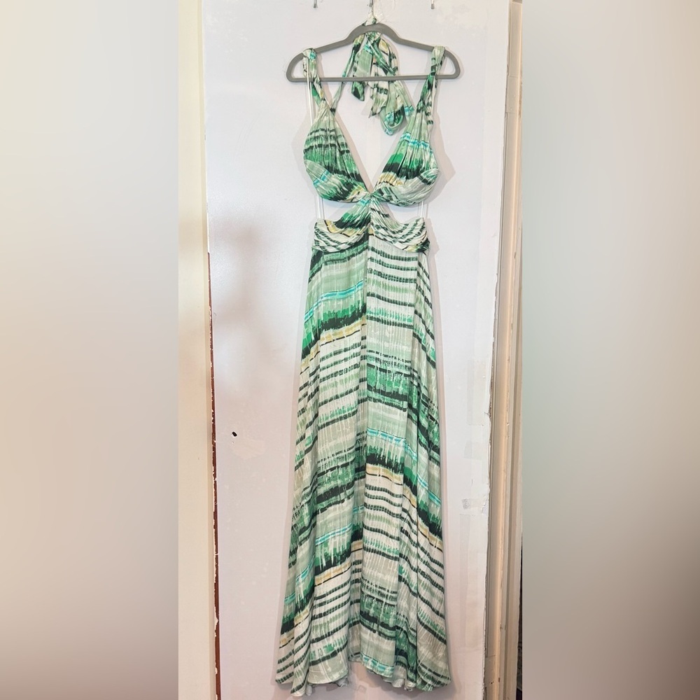 New 12th Tribe Mint Green and White Abstract Print Maxi Dress - Picture 2 of 16